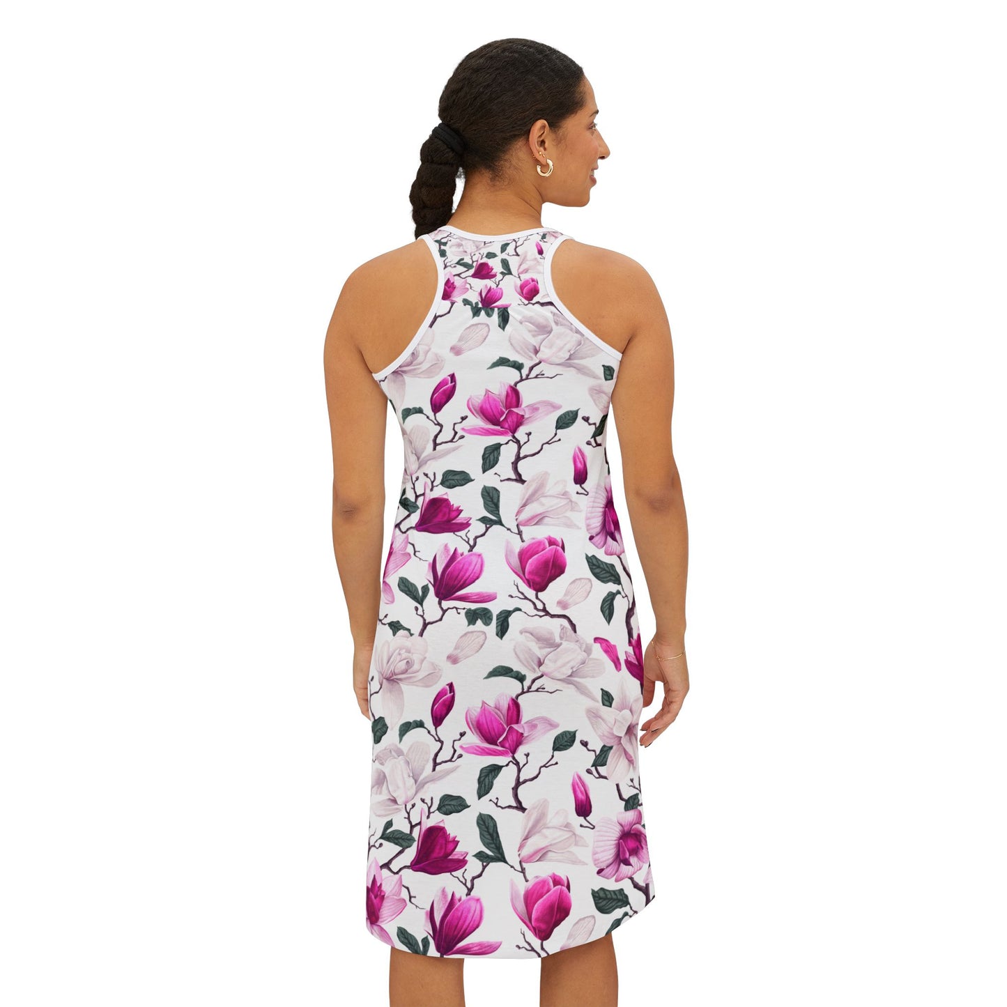 Floral Print Women's Racerback Dress, Casual Summer Dress, Beachwear, Vacation Outfit, Spring Fashion, Wedding Guest Dress